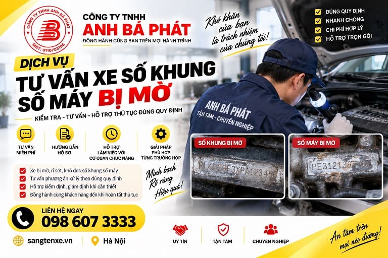 Tư Vấn Hồ Sơ Xe Có Số Khung, Số Máy Bị Mờ