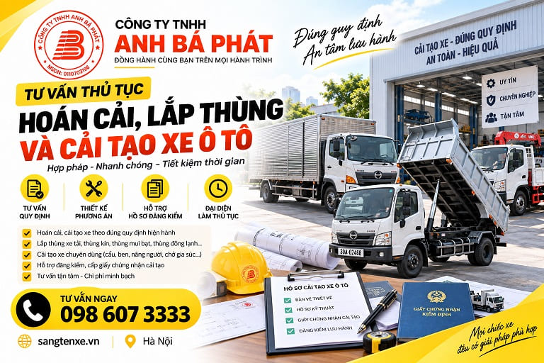 Tư vấn thủ tục hoán cải, lắp thùng và cải tạo xe ô tô