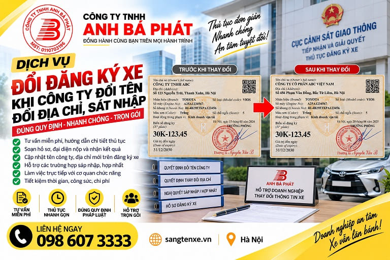 Tư Vấn Thủ Tục Đổi Đăng Ký Xe Khi Doanh Nghiệp Đổi Tên Hoặc, Địa Chỉ Hoặc sát Nhập