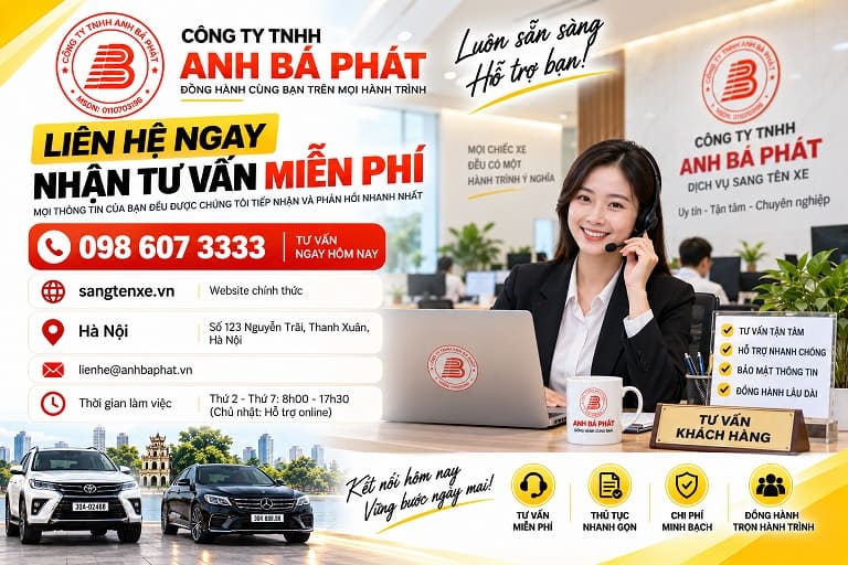 Phương thức thanh toán dịch vụ tư vấn và hỗ trợ hồ sơ xe